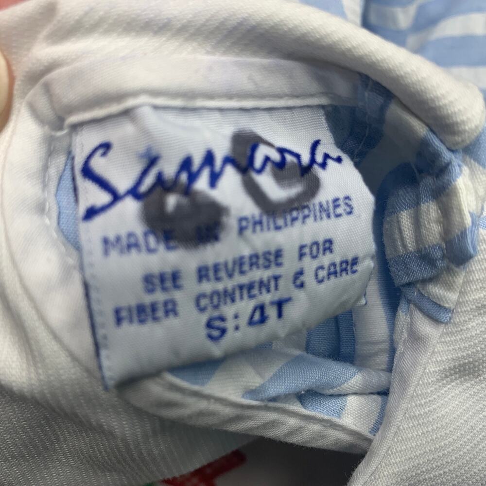 vintage 4T Samara sundress tulips stripes blue pink green toddler dress - Picture 4 of 5
